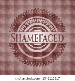 Shamefaced red geometric pattern emblem. Seamless.