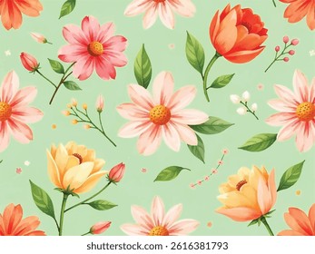 shameless floral pattern decoration on lite green 