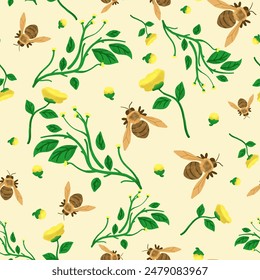 shameless pattern of be and yellow flower