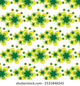 shameless pattern with yellow and green flowers on white background