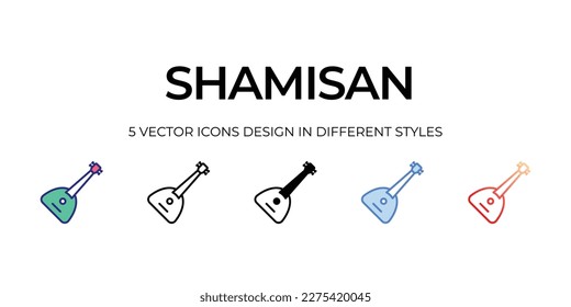 diseño de iconos de shamisan en estilo Cinco con pulsación editable. Línea, Sólido, Línea plana, Color de tono Duo y Línea de degradado de color. Adecuado para diseño de páginas Web, aplicaciones móviles, UI, UX y GUI.