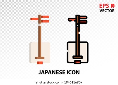 Shamisen icon on transparent background. Japan symbol for your website design, logo, app, UI. Eps10 vector illustration.