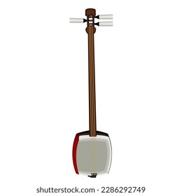 Shamisen Japanese Oriental Music Instrument - Vector Illustration Isolated
