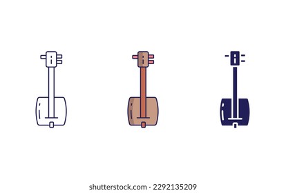 Shamisen line and solid illustration icon