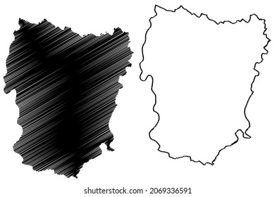 Distrito de Shamli (estado de Uttar Pradesh, República de la India) mapa ilustrativo vectorial, dibujo garabato Mapa de Shamli