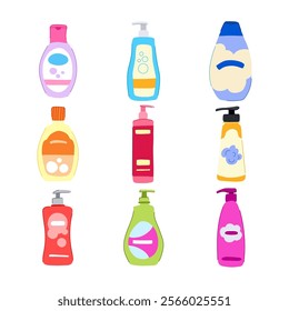 shampoo baby set cartoon. natural sensitive, fragrance free, mild nourishing shampoo baby sign. isolated symbol vector illustration