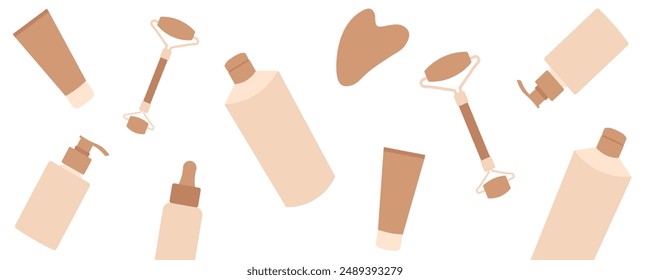 Shampoo banner. Flat style. Vector icons.