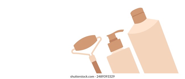 Shampoo banner. Flat style. Vector icons.