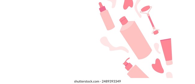 Shampoo banner. Flat style. Vector icons.