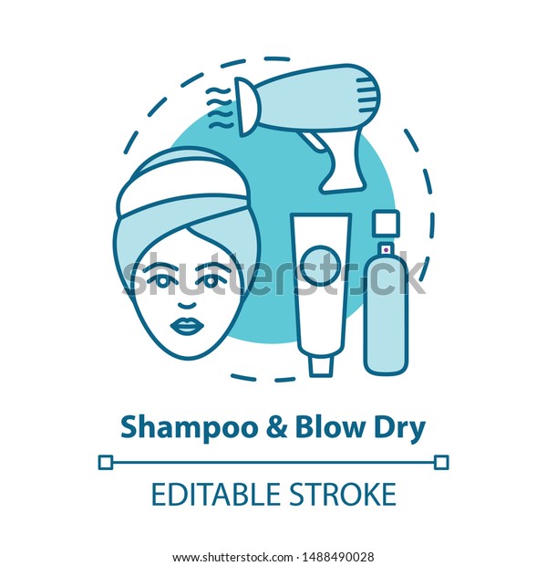 Shampoo Blow Dry Blue Concept Icon Stock Vector Royalty Free