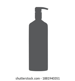 Shampoo bottle black icon vector illustration isolated on white background. Shower gel, liquid soap bottle.