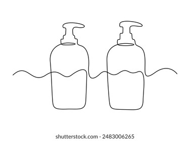 Shampoo bottle continuous one line drawing vector illustration 