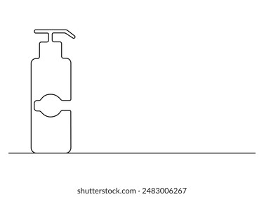 Shampoo bottle continuous one line drawing vector illustration 