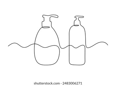 Shampoo bottle continuous one line drawing vector illustration 