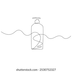 Botella de champú continua de una línea de dibujo de Ilustración vectorial.