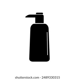 Shampoo bottle and foam vector icon.simpel flat black illustration on white background..eps