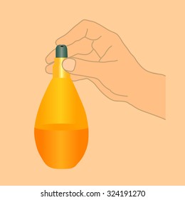 shampoo bottle in hand