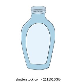 Mano de botella de champú extraída para el diseño de baño
