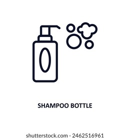 icono de botella de champú. Icono de botella de champú de línea fina de colección de belleza y elegancia. Vector de contorno aislado sobre fondo blanco. Símbolo de botella de champú editable se puede utilizar Web y móvil