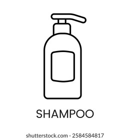 A shampoo bottle with a label icon in vector, representing personal care and grooming, with an editable stroke.