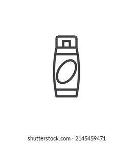 Icono de la línea del frasco de champú. signo de estilo lineal para concepto móvil y diseño web. Icono vectorial del contorno del frasco cosmético. Símbolo, ilustración del logotipo. Gráficos vectoriales