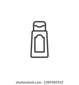 Icono de la línea del frasco de champú. signo de estilo lineal para concepto móvil y diseño web. Gel, lotion, crema contorno icono vector. Símbolo, ilustración del logotipo. Gráficos vectoriales