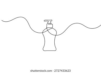 Botella de champú en estilo minimalista diseño de Vector de contorno aislado continuo de una línea