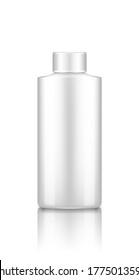 Shampoo bottle mockup isolated on white background. Plastic package design. Blank product container template: sanitizer, softener, laundry, soap, stain remover. 3d vector illustration
