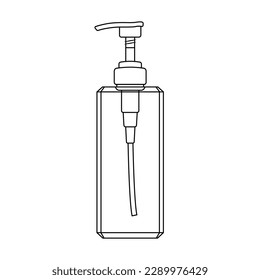 Shampoo Bottle Outline Icon Illustration on Isolated White Background Suitable for Cleanliness, Health care, Hair Hygiene Icon