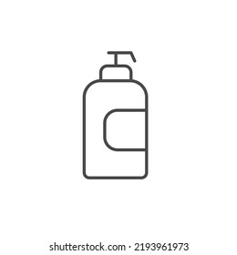 Shampoo bottle outline icon. linear style sign for mobile concept and web design. Hair conditioner simple line vector icon. Shower Gel, Liquid Soap, Lotion, Cream, Shampoo, Bath Foam. Vector icon.