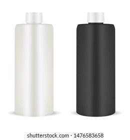 Shampoo Bottle. Plastic Package Mockup. Cosmetic Blank 3d Vector Template, Isolated on White Background. Shiny Moisturizer Gel Tube. Milk Cream Container for hair Protection Oil. Spa Care Collection