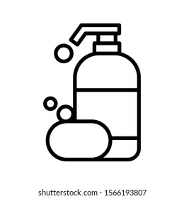 Shampoo bottle and soap icon vector design template flat style isolated on white background