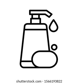 Shampoo bottle and soap icon vector design template flat style isolated on white background