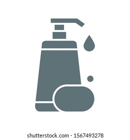 Shampoo bottle and soap icon vector design template flat style isolated on white background