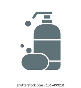 Shampoo bottle and soap icon vector design template flat style isolated on white background