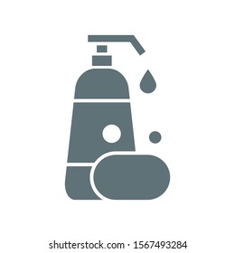 Shampoo bottle and soap icon vector design template flat style isolated on white background