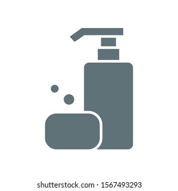 Shampoo bottle and soap icon vector design template flat style isolated on white background
