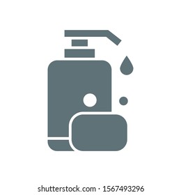 Shampoo bottle and soap icon vector design template flat style isolated on white background