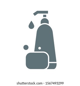 Shampoo bottle and soap icon vector design template flat style isolated on white background