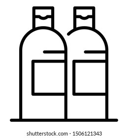 Shampoo bottles icon. Outline shampoo bottles vector icon for web design isolated on white background