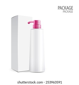 shampoo bottles package white box beauty design 2, vector illustration