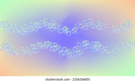 Shampoo bubble. Detergent bath foam, suds and soap for bathtub. Blue Aqua fizz and splash. Realistic water frame and border. 3d vector illustration template. colorful liquid shampoo bubble.