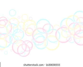 Shampoo bubbles abstraction, vector illustration. Pastel childish simple wallpaper. Kids bubbles for play. Abstract soap foam vector design. Childish magic flying spheres.