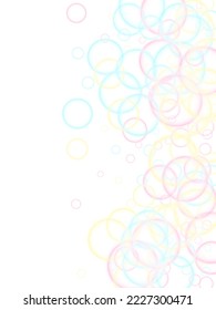 Shampoo bubbles abstraction, vector illustration. Pink yellow and blue bokeh lights. Children bubbles for play. Abstract soap foam vector design. Girlish backdrop with round shapes.