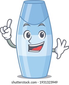 Shampoo caricature design style with one finger pose. Vector illustration
