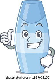 Shampoo cartoon picture design showing OK finger pose. Vector illustration