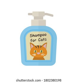 Shampoo for cats flat icon. Pets shampoo illustration. Vector.