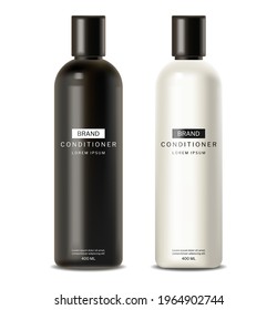 Shampoo and conditioner Vector realistic. Cosmetics hair treatment package products