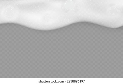 Shampoo foam, bubble bath soap. Laundry wash water frame, soapy sud, sea shower gel, liquid powder, horizontal poster backdrop. Washing detergent. Vector realistic background neoteric texture