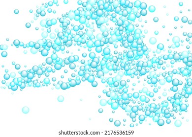 Shampoo foam vector background. Cleaning concept backdrop. Soap, water and oxygen blowing bubbles. Round sphere shapes floating. Soapy circles foam soft texture.